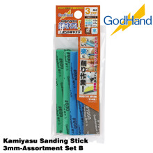 GodHand Kamiyasu-Sanding Stick 3mm-Assortment Set B 3 Types (#600 800 1000) 0.1 inch (3 mm) Thick GH-KS3-A3B for Plastic Models