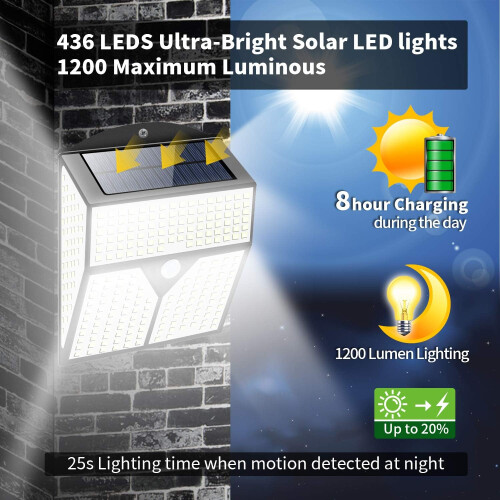 Motion Sensor Outdoor Light, Solar Powered Security Lamp With Multiple Lighting Modes, Easy Install For Yard Driveway 1