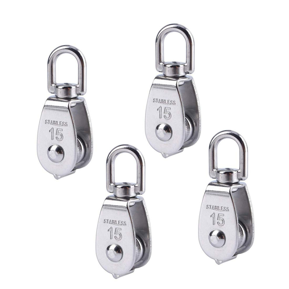 Heavy-Duty 304 Stainless Steel Pulley System Kit, Gravity-Assisted For Indoor/Outdoor Use, Lifting Solutions, Diy Projects, 4 Pieces Including Smooth 9405630800784
