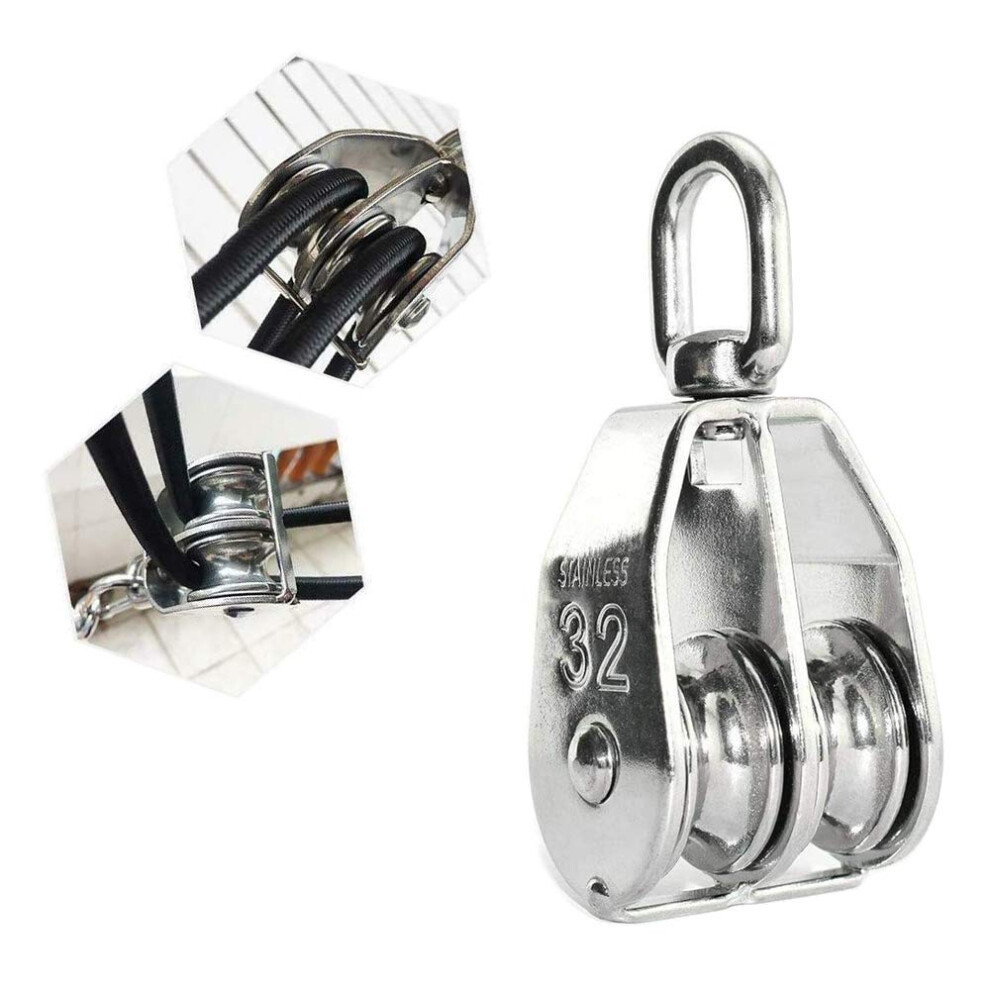 Stainless Steel Pulley Block M32, Durable 304 Grade For Heavy Duty Lifting, Swivel Hook For Wire Rope, 360 Degree Rotation, Max Load 250Kg 9128293220910
