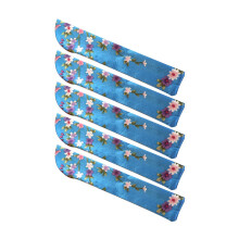 5Pcs Handhelds Folding Fan Storage Bag Vintage Flower-Blue