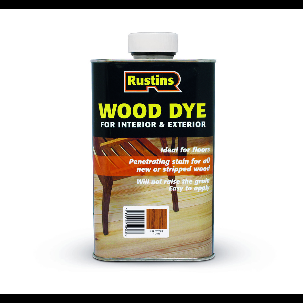 Rustins WDLT1000 Wood Dye Light Teak 1 Litre