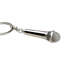 Mic Shaped Keyring Microphone Pendant Keychain Charm-Silver