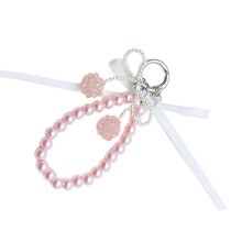 Breloque de sac avec nœud papillon en perles-Style cerise rose