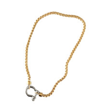 Collier à fermoir mousqueton en acier-Chaîne dorée en acier b