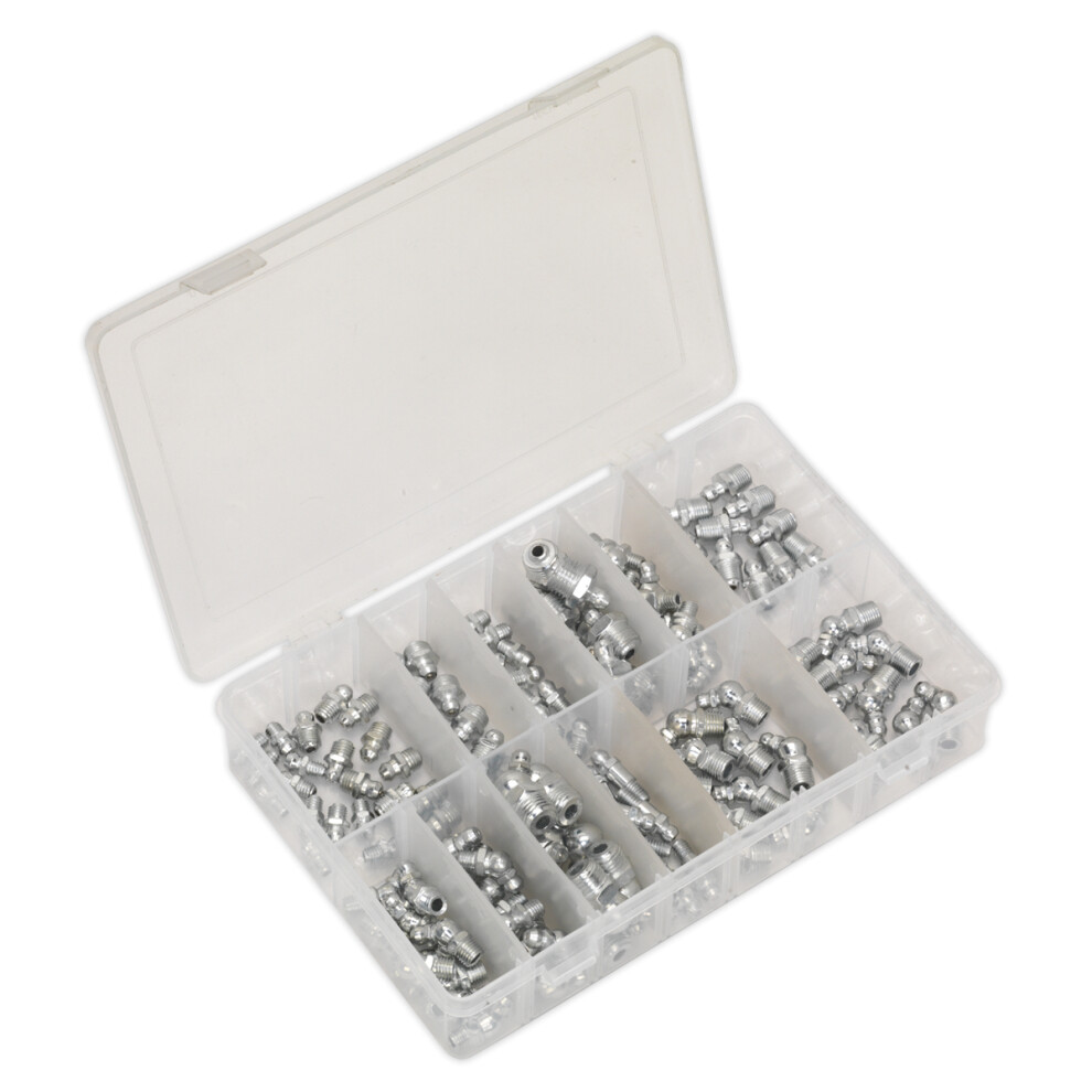 Sealey Ab009gn Grease Nipple Assortment 130Pc Metric, Bsp & Unf