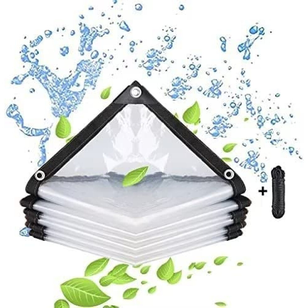 Reinforced Excellence, Vinyl Tarpaulins With Heavy Duty Rust-Resistant Grommets And Heat Sealed Edges For Anti-Tear Performance, Transparent Cover 9340258506413