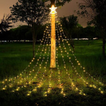 Illuminez vos fêtes : Décoration de Noël en forme d'étoile blanc chaud de 3,5 m, étanche et facile à installer pour une ambiance festive sans