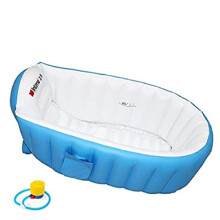 Giftfri PVC-babybadekar med multifunktionel pool, bærbart babybadekar tilbyder en skridsikker badeoplevelse, justerbar ryglænsvinkel, klart vand