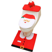 Juego de baño navideño de textura afelpada, funda de asiento de inodoro de alta elasticidad con alfombra antideslizante de goma, ideal para crear