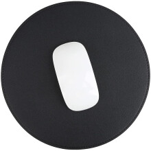 Alfombrilla de ratón de cuero sintético con base de microfibra, antideslizante para ratón inalámbrico, con bordes cosidos duraderos y superficie