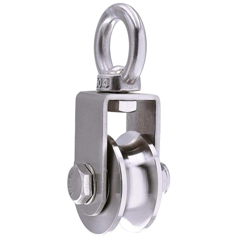 Versatile Use Stainless Steel Pulley, Heavy Duty Construction For Longevity, 360 Degree Rotation Ensures Rope Maneuverability, With Smooth And Silent 9128293957717