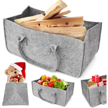 Wood Log Basket, Large Capacity Sturdy Felt Storage Bag for Firewood, Foldable for Space-Saving Storage (Rectangular)