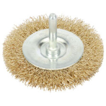 Brassed Steel Crimped Wire Wheel Brush, 100mm