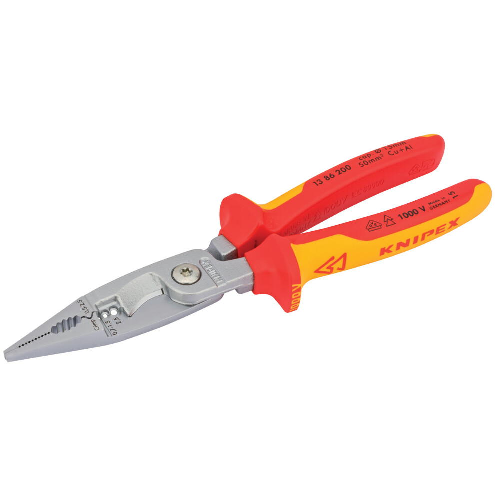 Knipex 13 86 200 SB VDE Electricians Universal Installation Pliers, 200mm