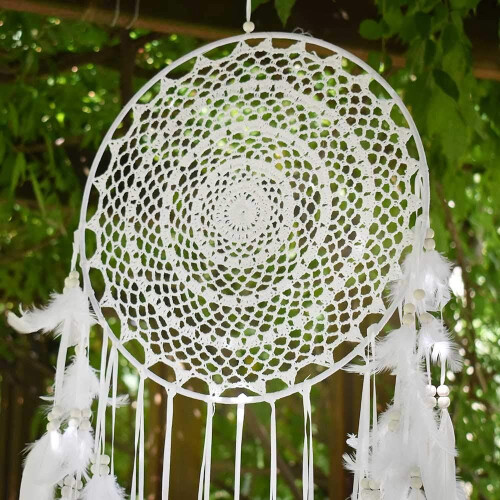 Ονειροπαγίδα μακραμέ, vintage boho φτερωτό κρεμαστό τοίχου, χειροποίητο εξαιρετικό 2