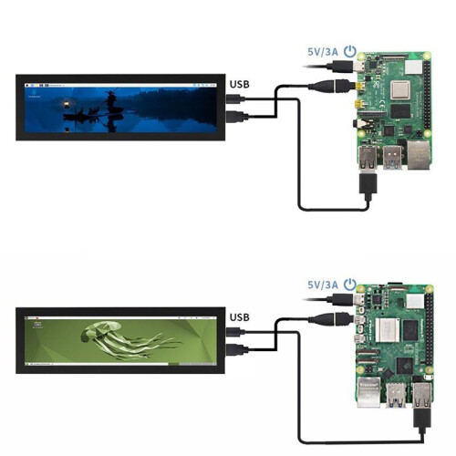 8.8inch Display 1920x480 Stretched Bar IPS LCD Panel -Compatible Micro-USB 60Hz MIPI Driver Board for Raspberry Pi 1