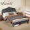(Small Double) Levede Scalloped Upholstered Linen Bed Frame, 18D Padded Headboard & Platform Base - Dark Grey 7