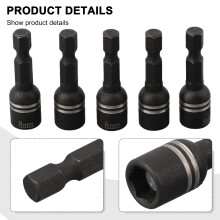 5 Stück/Satz 8x45mm Magnetmutter Schraubenzieher Steckschlüssel Bit Sechskantschaftstreiber-Adapter 1/4-Zoll Sechskantschafts-Reparaturwerkzeug