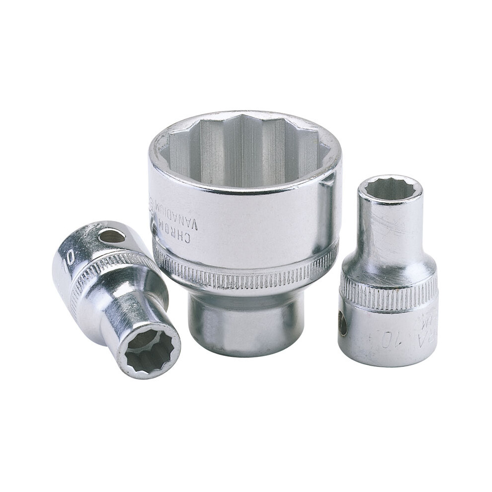 Draper Elora Bi-Hexagon Socket, 1/2"" Sq. Dr., 12Mm
