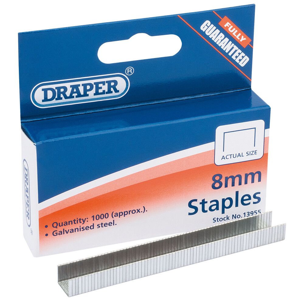 Draper Heavy Duty Staples, 8Mm (Pack Of 1000)