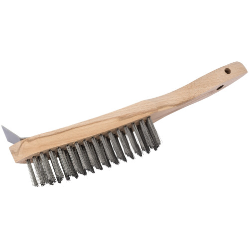 Draper Heavy Duty 4 Row Wire Scratch Brush with Scraper, 310mm