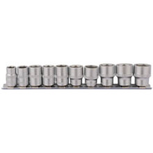 Socket Set on Metal Rail, 3/8"" Sq. Dr. (10 Piece)