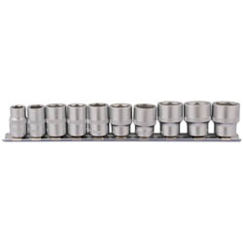Draper Socket Set on Metal Rail, 3/8"" Sq. Dr. (10 Piece)
