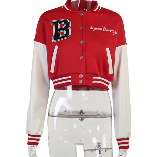 Γυναικείο μπουφάν με μακριά μανίκια, casual, vintage φανέλα μπέιζμπολ, χαλαρή εφαρμογή,