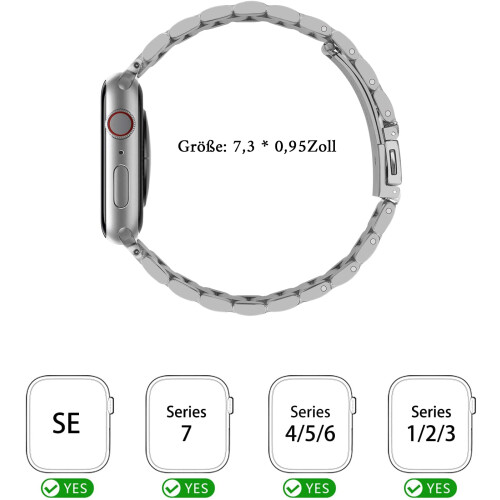 Μεταλλικό λουράκι ρολογιού για Apple Watch, ρυθμιζόμενο μεταλλικό λουράκι με εύκολη 1