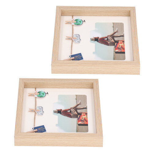 Wooden Keepsake Frame For Multi-functional Display, Decorative Wall Shadow Box Set In Light Oak, 2 Packs 1