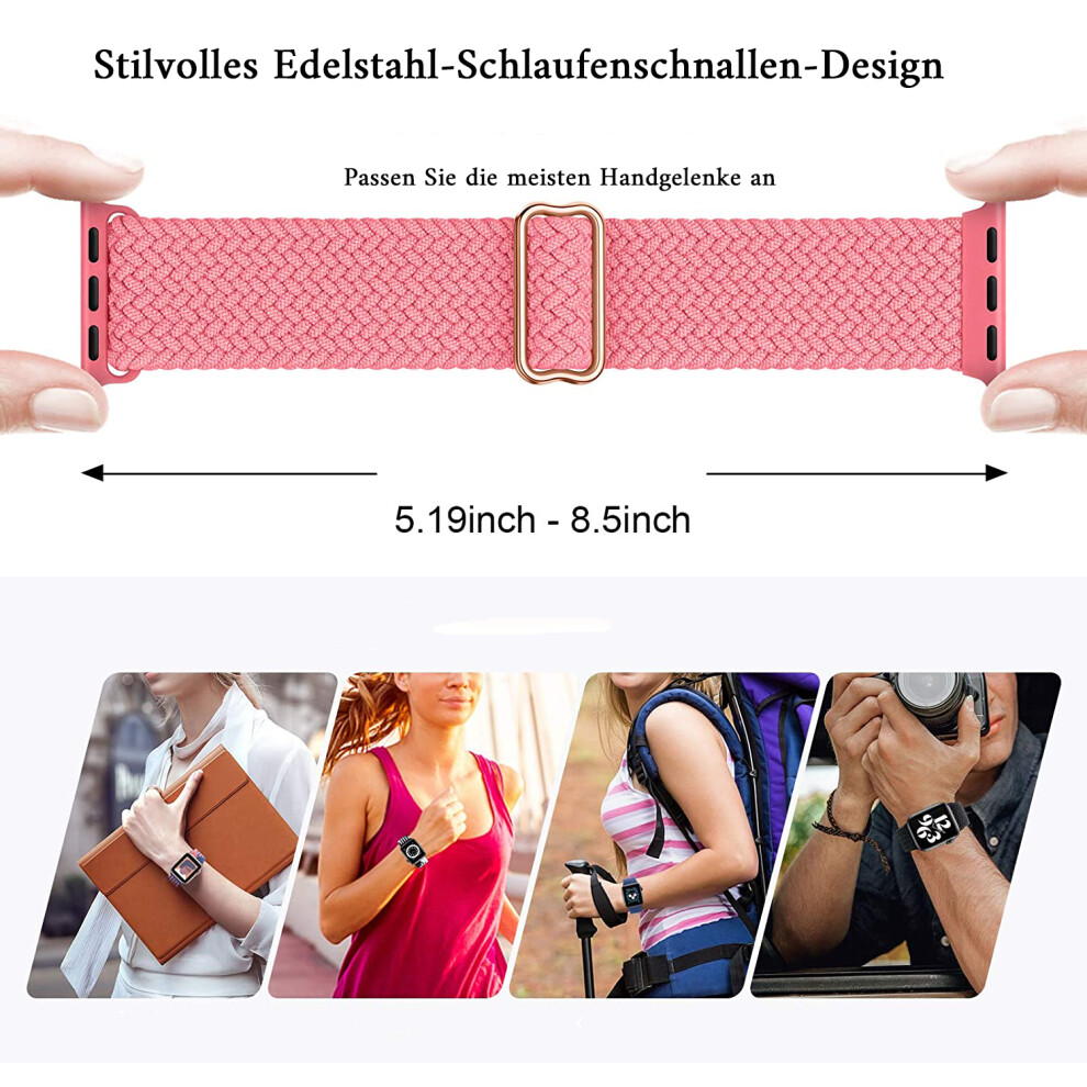 Adjustable Braided Single Ring Band, Comfortable Wear For Your Apple Watch 38/40/41Mm Series 7 6 5 4 3 2 1 Se, Personalized Style Stretchy Solo Loop 9169997029324