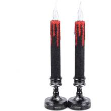 Enchanted Flameless Candles, Smokeless 9.8"H Tapers With Gold Glitter, Amber Warm Yellow Flickering Light For Safe Home Decor (2PCS)