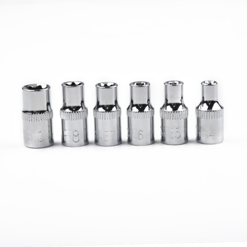 6 stuks 1/4 inch ster-schroevendraaier bit dopsleutelkop E4 E5 E6 E7 E8 E10 koppel Vrouwelijke E-socket Tamperproof Star Bit Handgereedschap 2