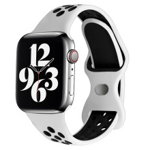 Pasek sportowy do zegarka iWatch, wodoodporny i odporny na pot silikonowy pasek, elastyczny i trwały pasek wymienny z dwukolorowym wzorem, łatwy w