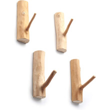 Ganci decorativi rustici in vero legno a forma di ramo d'albero, ganci adesivi unici in corteccia naturale con forte ventosa, set di ganci fatti a
