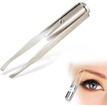 Eyebrow Tweezers With LED Light, Stainless Steel Non-slip Handle For Professional Makeup, Precision Hair Removal Tools, Lightweight & Portable