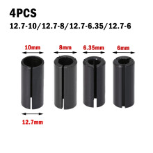 4 Stück Fräser-Bit-Adapter Spannband Fräsfräser-Umwandlung Chuck Reduzierende Hülse Kohlenstoffstahl-Adapter 12,7 mm auf 6/6,35/8/10