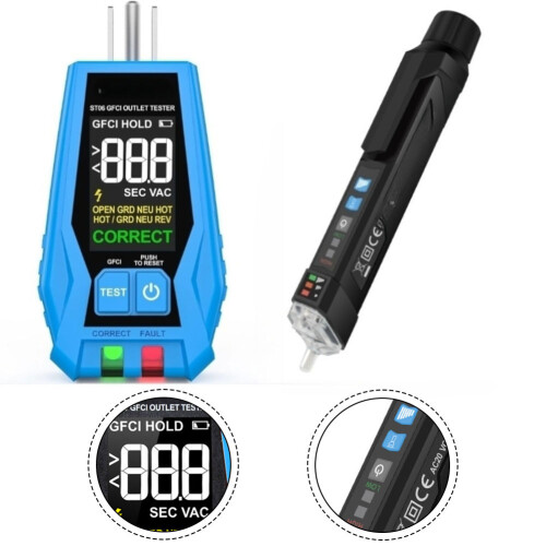 NonContact Voltage Tester LCD Display For GFCI Outlet Tester Electrical Test Kit Socket Tester Voltage Tester 2