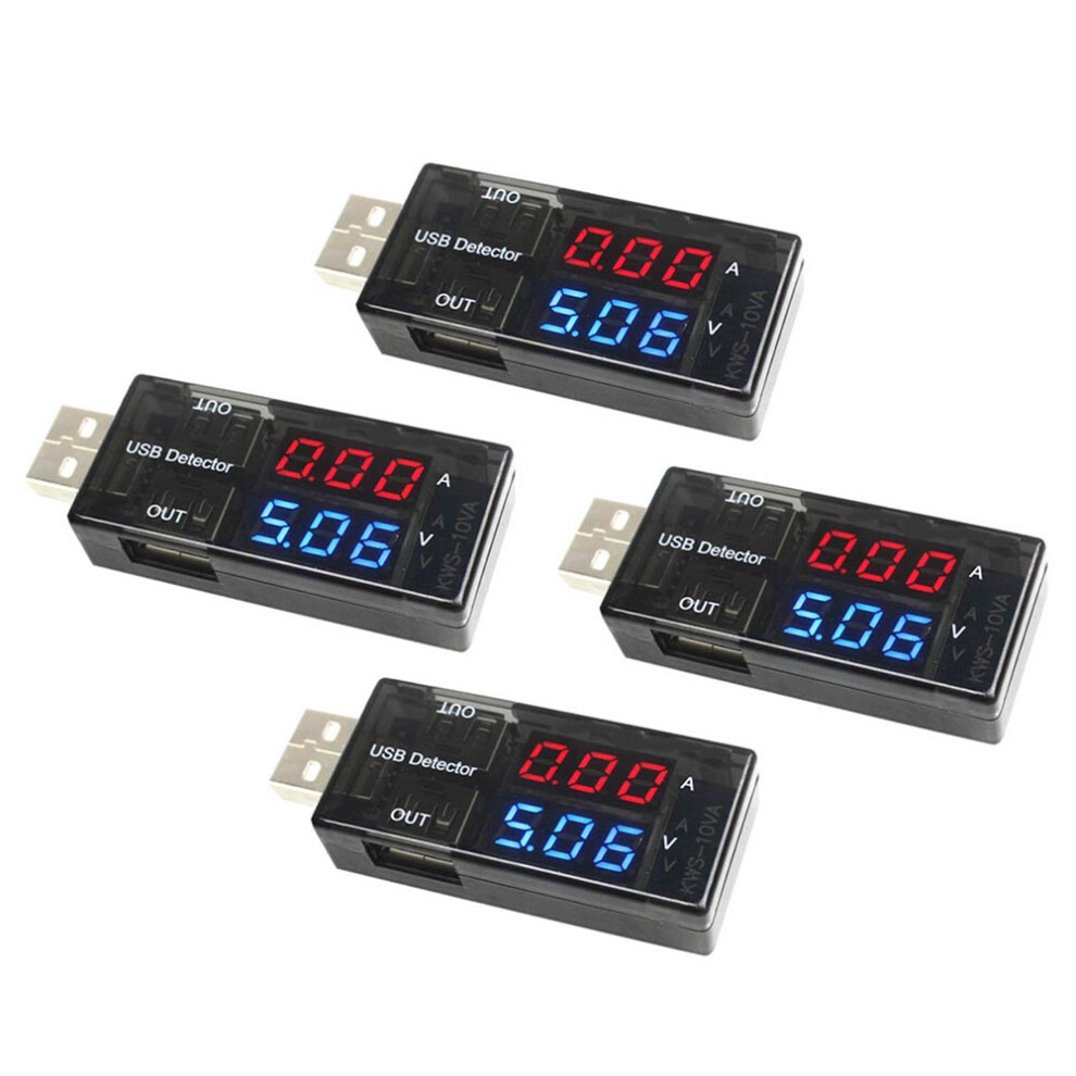 4Pc Usb Current Voltage Meter Dual Display For Voltage & Current Test Content Lcd Digital Display Current Voltage Meter 6935161428698