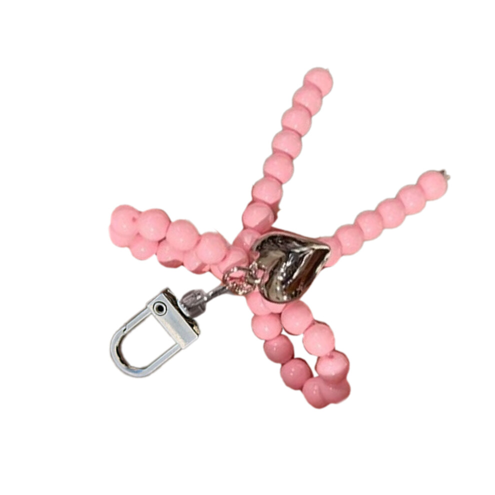 Cellphone Charm Bowknot Heart Pendant Keychain Bowtie- Pink 7732000768569