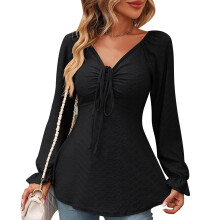 Tunic Tops for Women Long Sleeve V Neck Blouses, V Neck Tunic Tops Lightweight Stretchy Women's Tunic Shirt, Long Sleeve Blouses for Women with