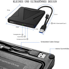 Hochgeschwindigkeits-CD/DVD-Brenner, Blu-ray-Funktionalität mit USB 3.0 Typ-C für Windows, Mac, Linux OS, 5-in-1-USB-Hub-Laufwerk, breite