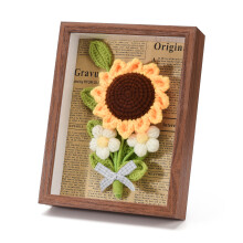 Handmade Crochet Flowers with Picture Frame, Crochet Kit with Instructions Includes Yarn Hooks and Markers, Long Lasting Knit Flower Decor for Home