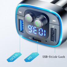 Auto-Entertainment-Zentrale, Bluetooth-FM-Transmitter mit Schnellladefunktion für nahtloses Audiostreaming, breite Kompatibilität, Erkennung der