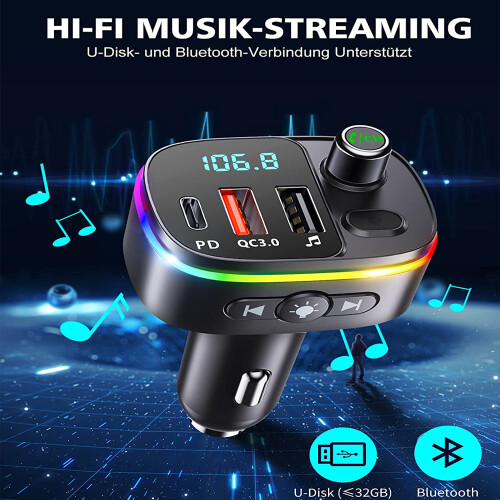 FM Transmitter for Seamless Music Streaming, Bluetooth Car Adapter with Efficient Charging for a Safe Driving Experience 1