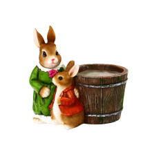 Easter Bunny Decor Resin Rabbit Statues Garden Bunny Sculptures Indoor Outdoor Rabbit Decor Mother Bunny Statues For Home Garden Decoration