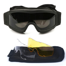 Schutzbrille mit Wechselgläsern, beschlagfreie taktische Schutzbrille für den Outdoor-Einsatz, kratzfestes, hochelastisches Harzrahmendesign,