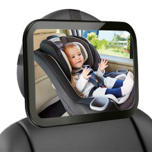Babyautospiegel, 360 snelheidsspiegel voor perfect zicht, crashtest- en veiligheidsgecertificeerd.