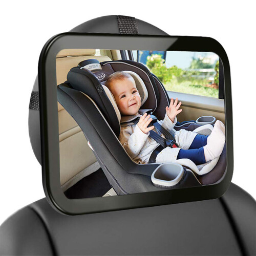 Rétroviseur auto pour bébé, conception incassable, construction robuste, pour siège dos à la route, installation facile, taille unique.